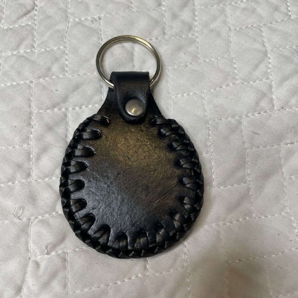 Handmade Custom Black Leather Keychain - OS - Picture 2 of 2